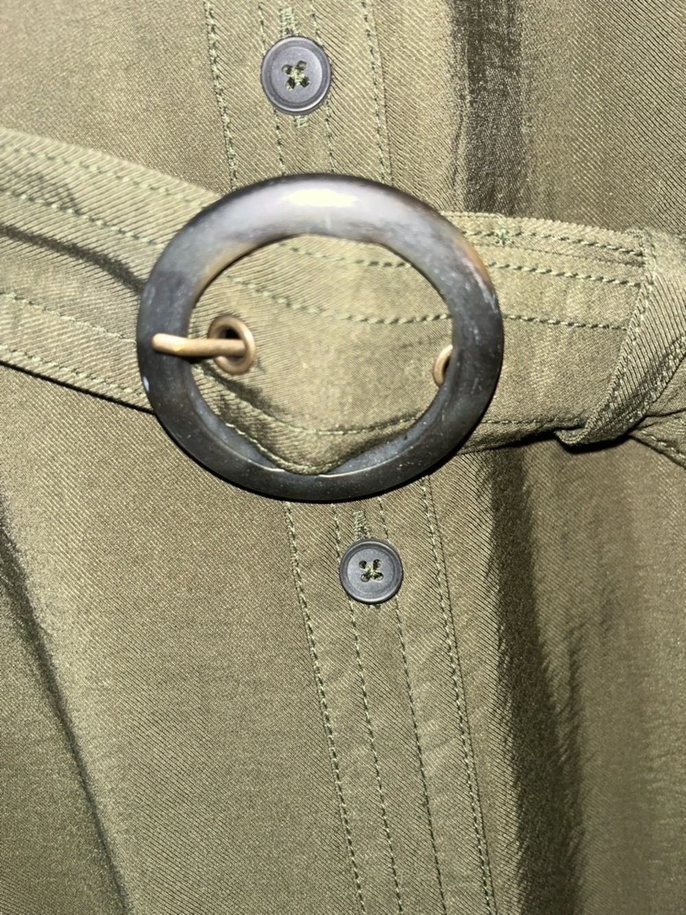 Banana Republic Olive Green Button-Front Midi Shirt Dress - Picture 5 of 6